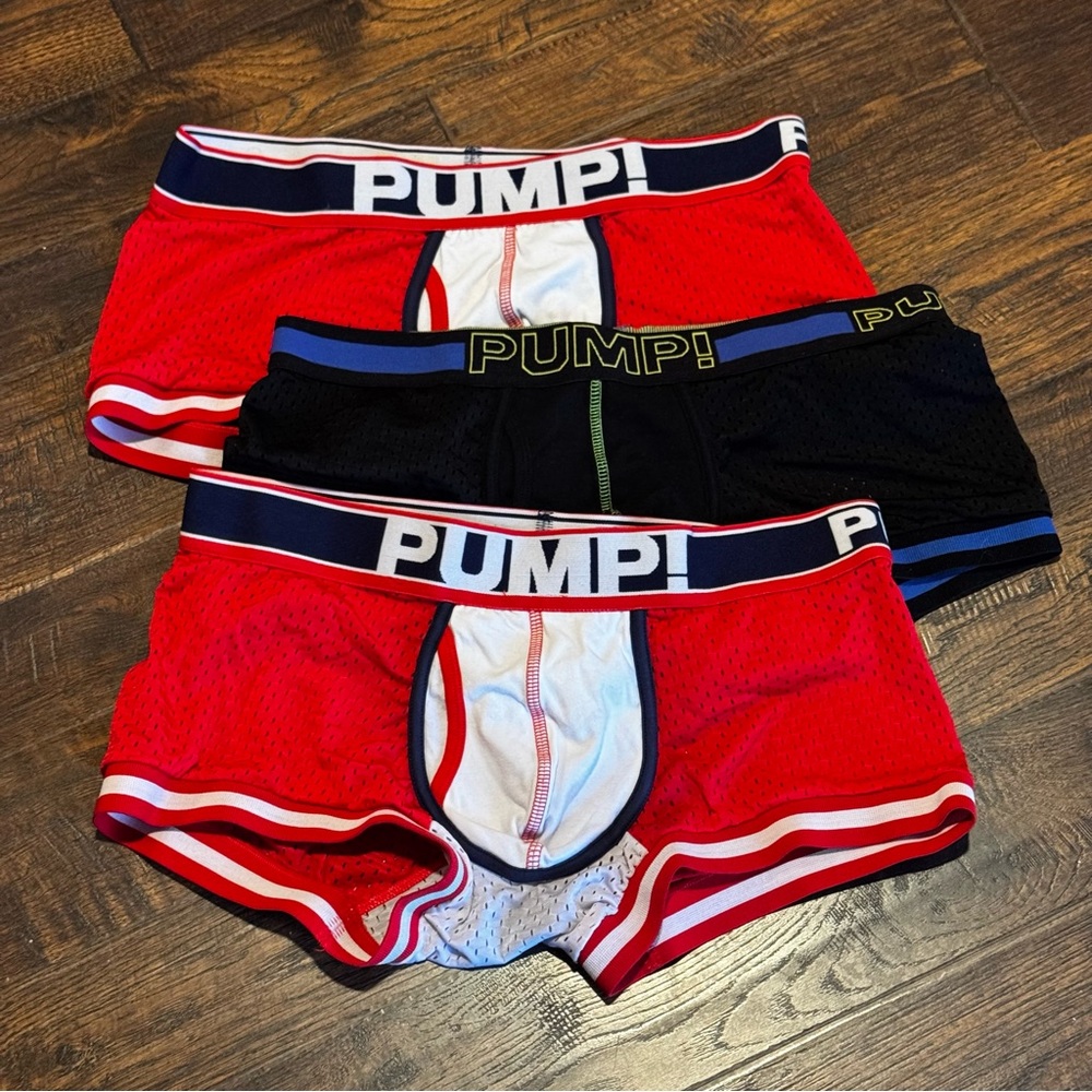 Pump! Men's Red/White & Black/Blue Squarecut Briefs - 3 Pack - XXL